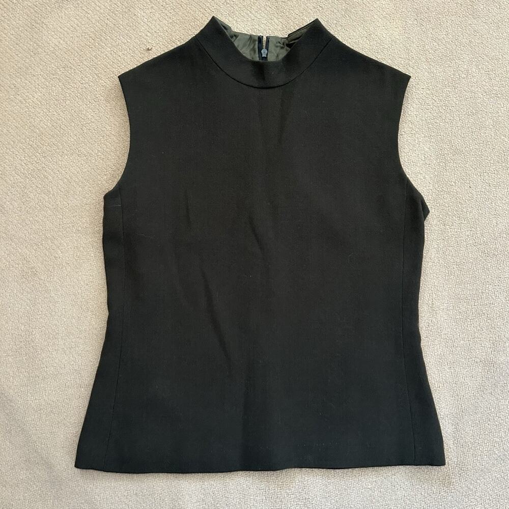 Carla Zampatti Pure New Wool Sleeveless Blouse Back Zip Top 8